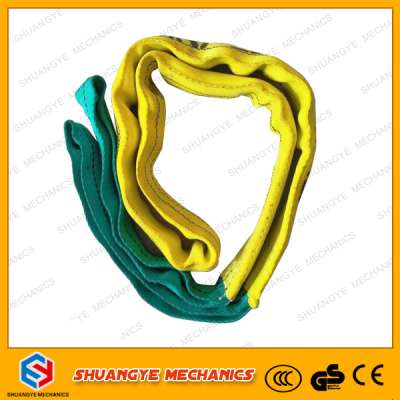 nylon soft double eyes webbing sling belt/soft round polyester flat lifting sling